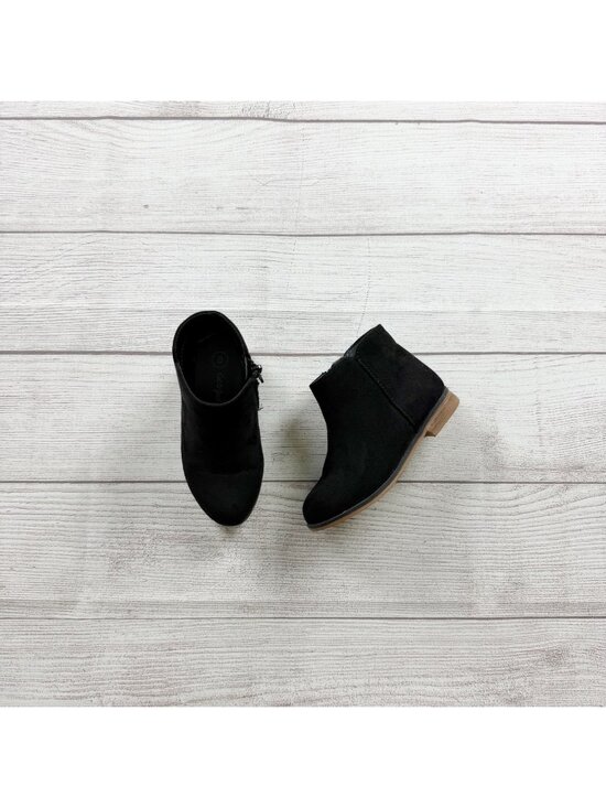Cat & Jack Other - Cat & Jack Toddler Girls Black Ankle Boots  Side Zip Faux Suede Low Heel 8